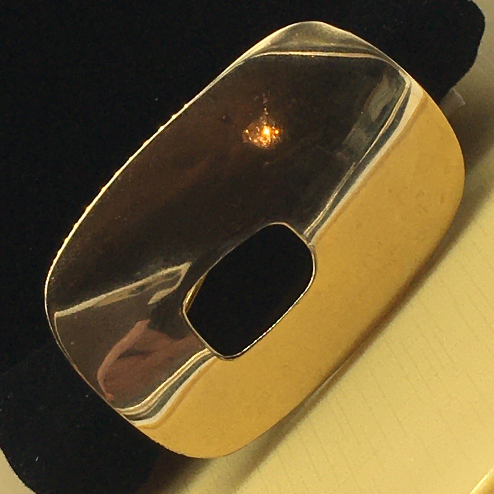 Capsule Modernist Style Brooch Gold Tone 2″