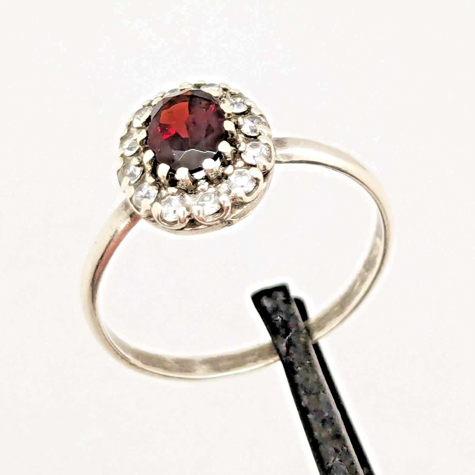 Vintage Luxury RING Silver 925 with Big Bright Garnet -size: 10US (17.5mm)| #71