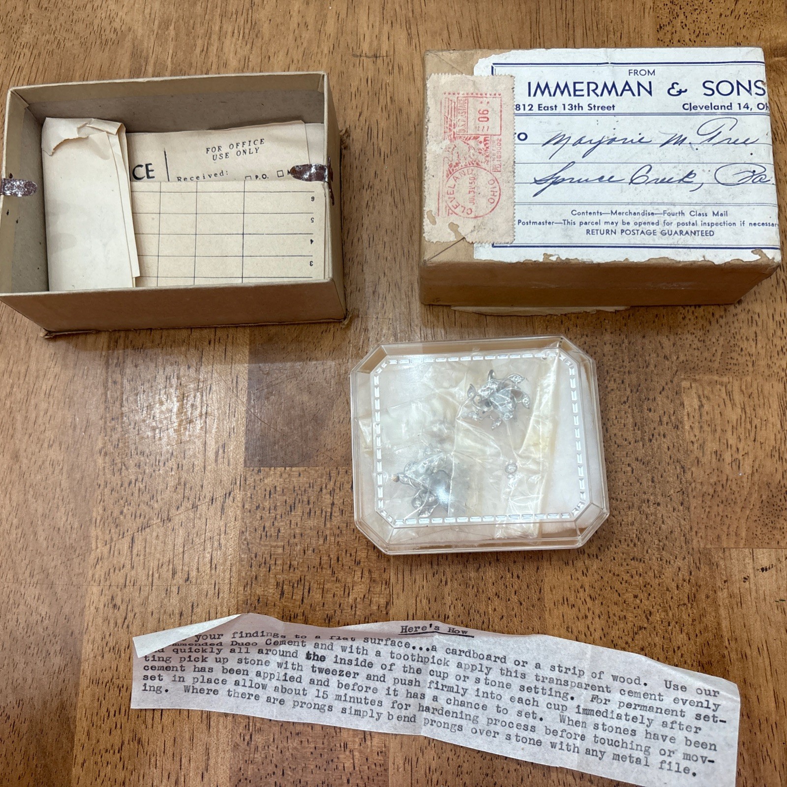 Vintage Immerman & Sons Earring And Brooch Kit Jewelry Making 1950 Crafts