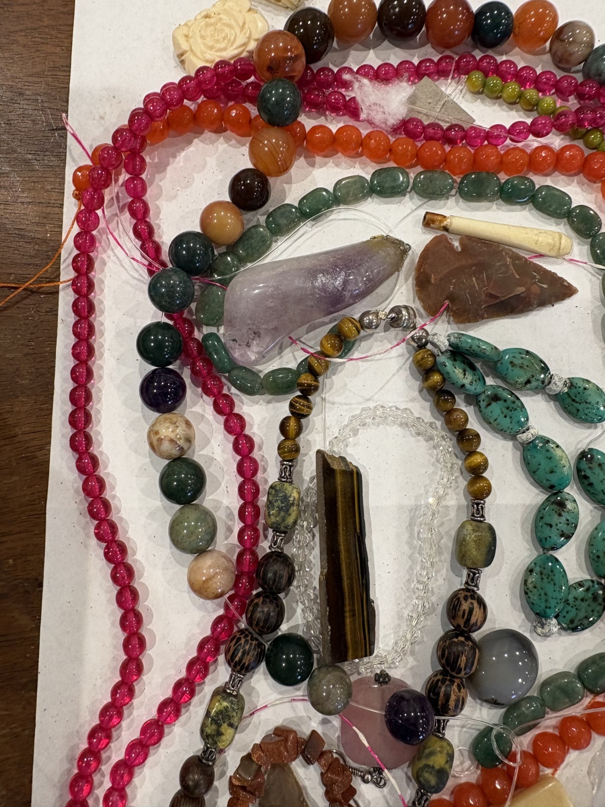 Mixed JEWELRY Lot Gemstones Turquoise Agate Purple Amethyst Bead Craft