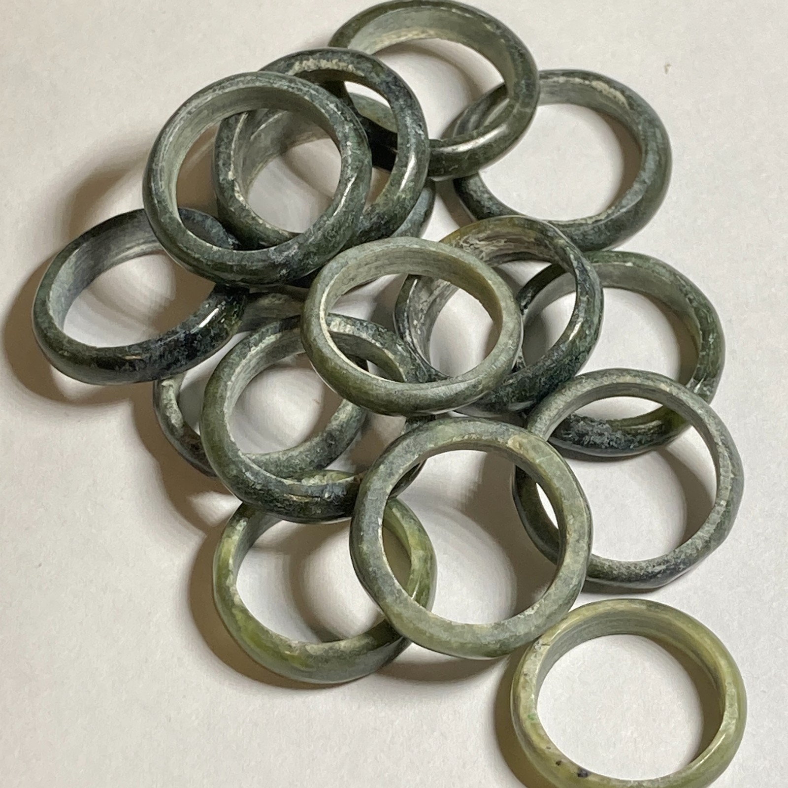 Vintage Natural Dark Green Jade Band Ring Size 9 Semiprecious Thick Stackable