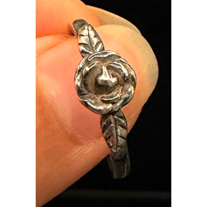 Antique Sterling Silver Rose Ring