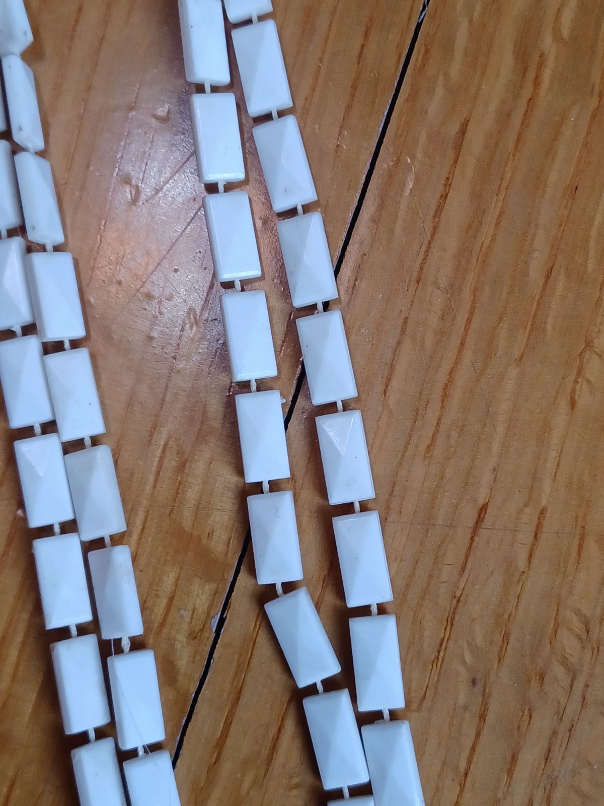 Stack of 3 Vintage 1960s White Brown Gold Bead Boho Hippie “Love Bead” Necklaces