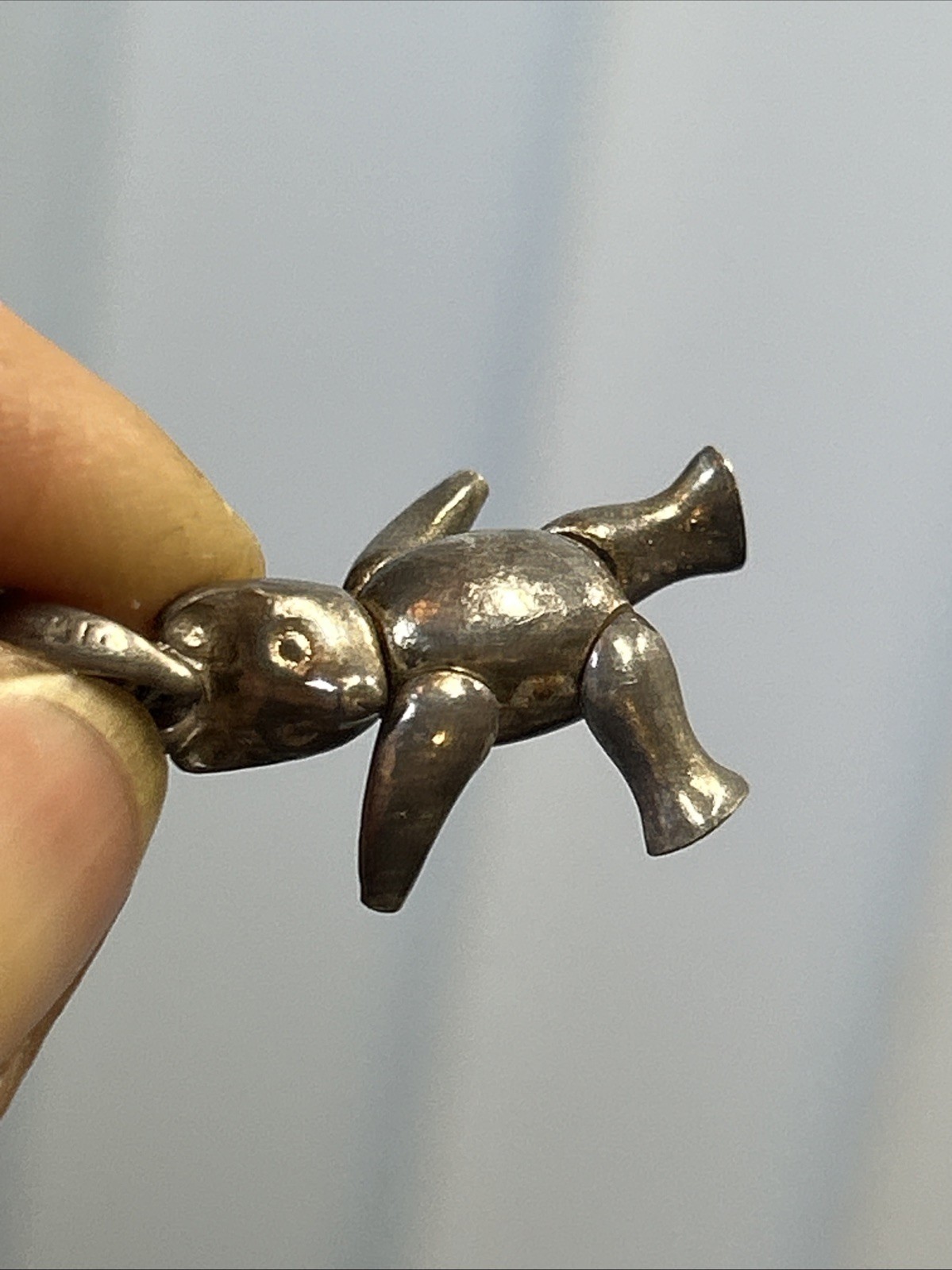 47. Unusual 925 Sterling Articulated BEAR Rolo chain link Necklace 18″, 7.2g