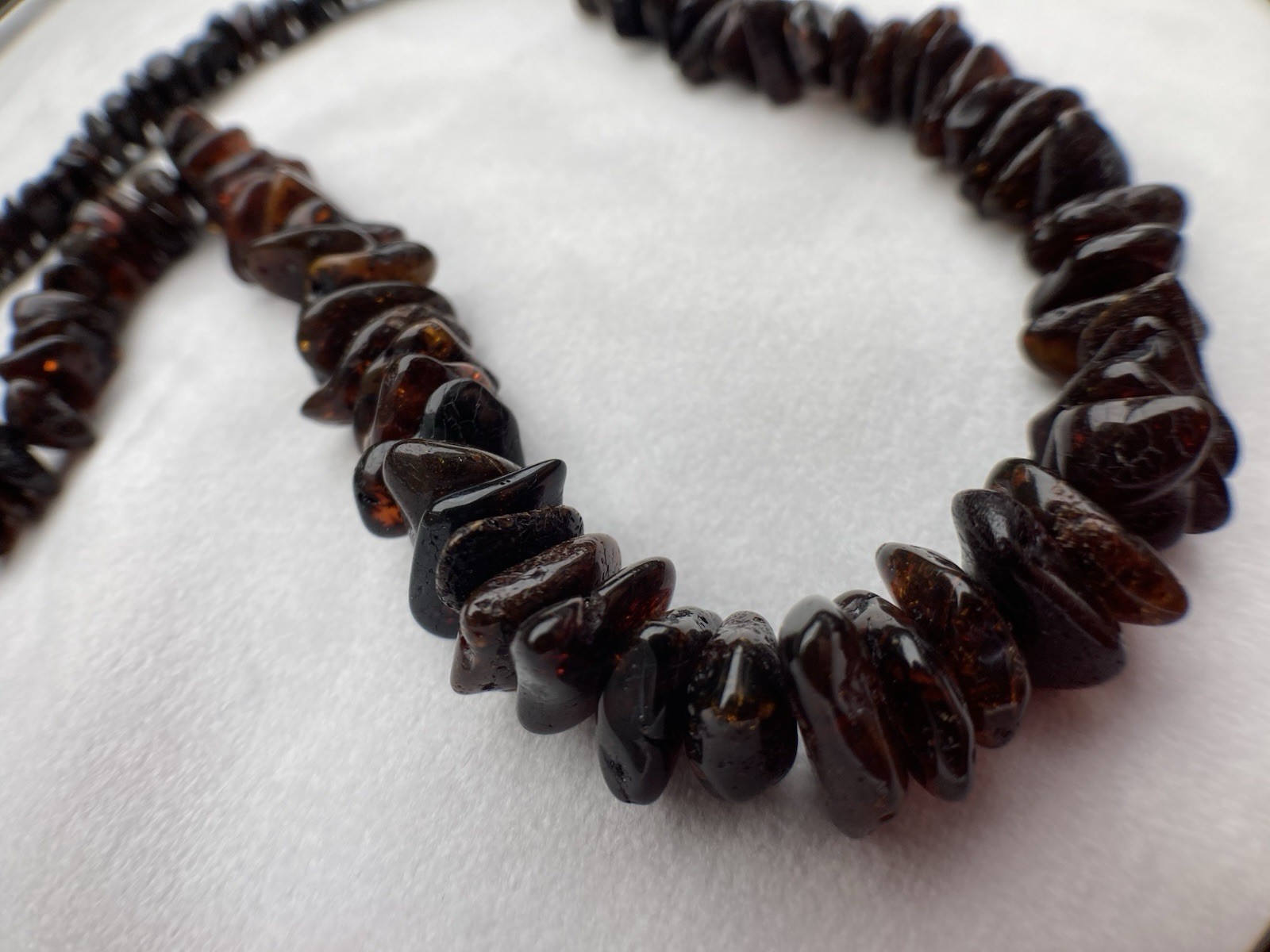 Natural Dark Amber Necklace 45 cm, 33 g, Solid Amber
