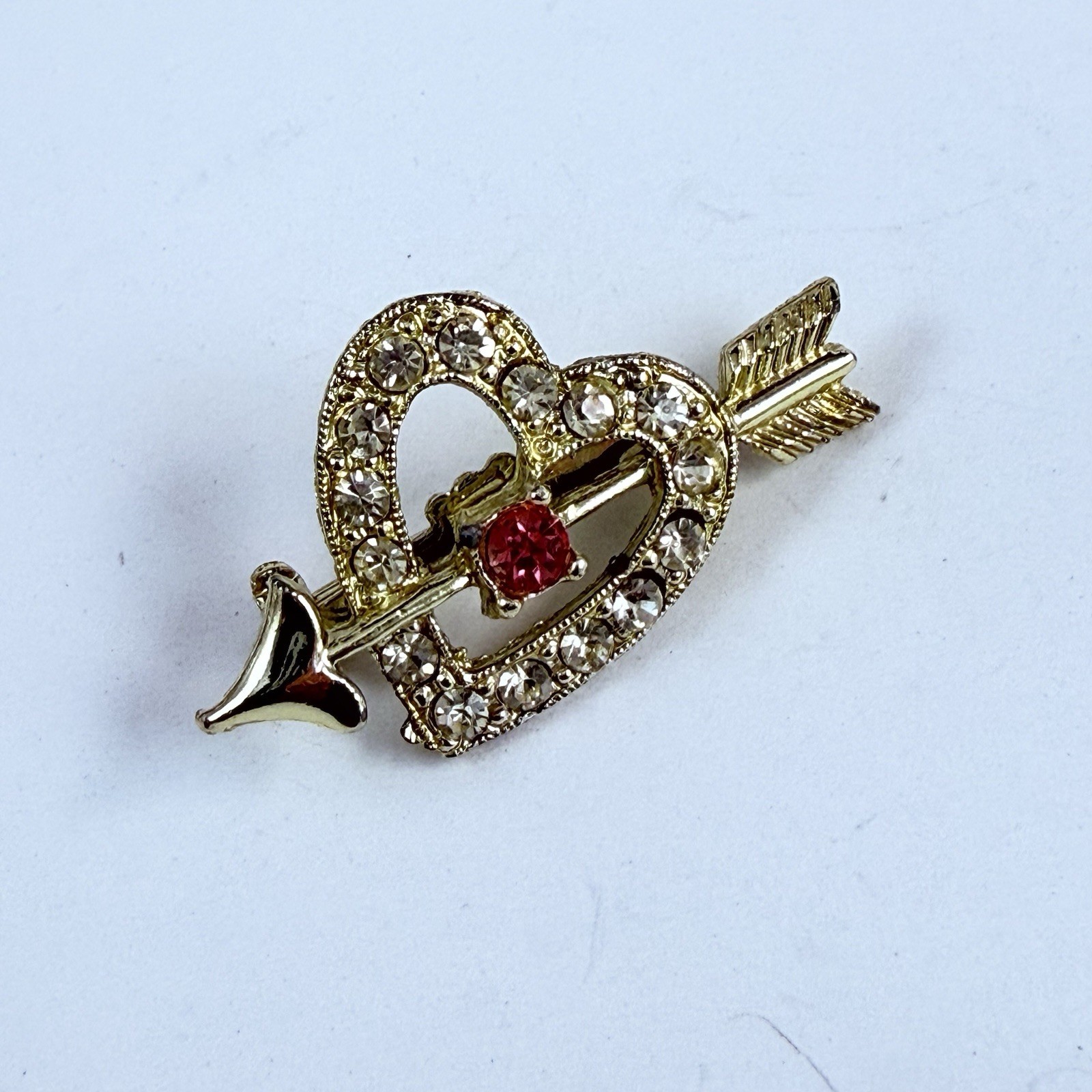 Vintage 3 Pins Rhinestone Swan Courting Couple Heart Brooch Romance