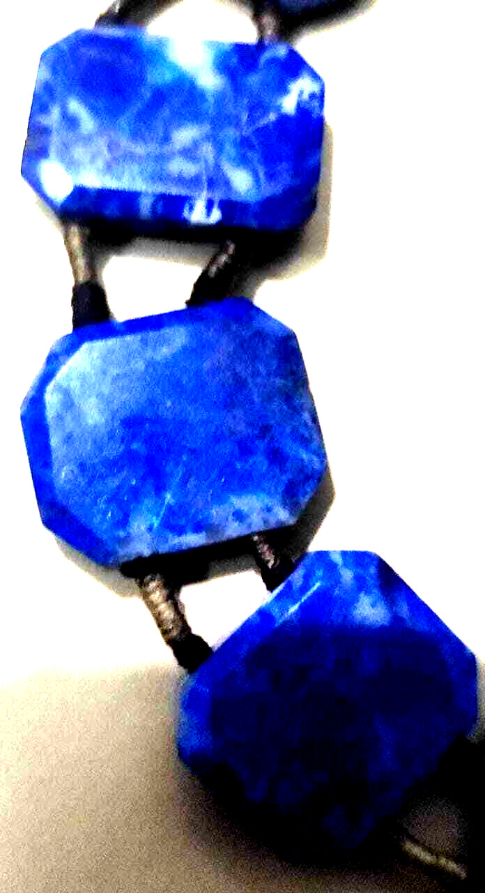 VINTAGE RARE ANTIQUE LAPIS LAZULI OPAQUE BLUE STONE CUT POLISHED 15 NO NECKLESS