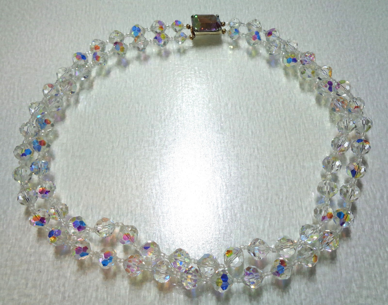 Vintage, Iridescent Faceted Glass Beads, Two-Strand Necklace.