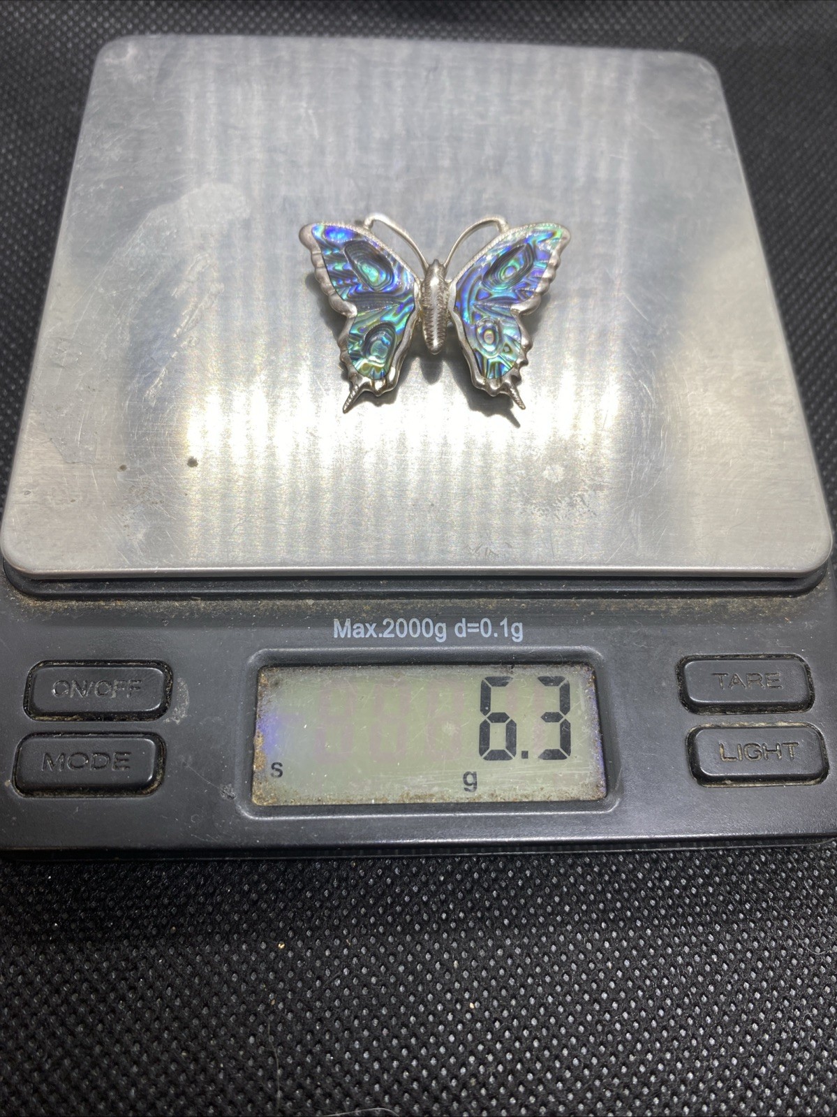 Ataahua Sterling Silver Butterfly Paua Shell Brooch From New Zealand .925