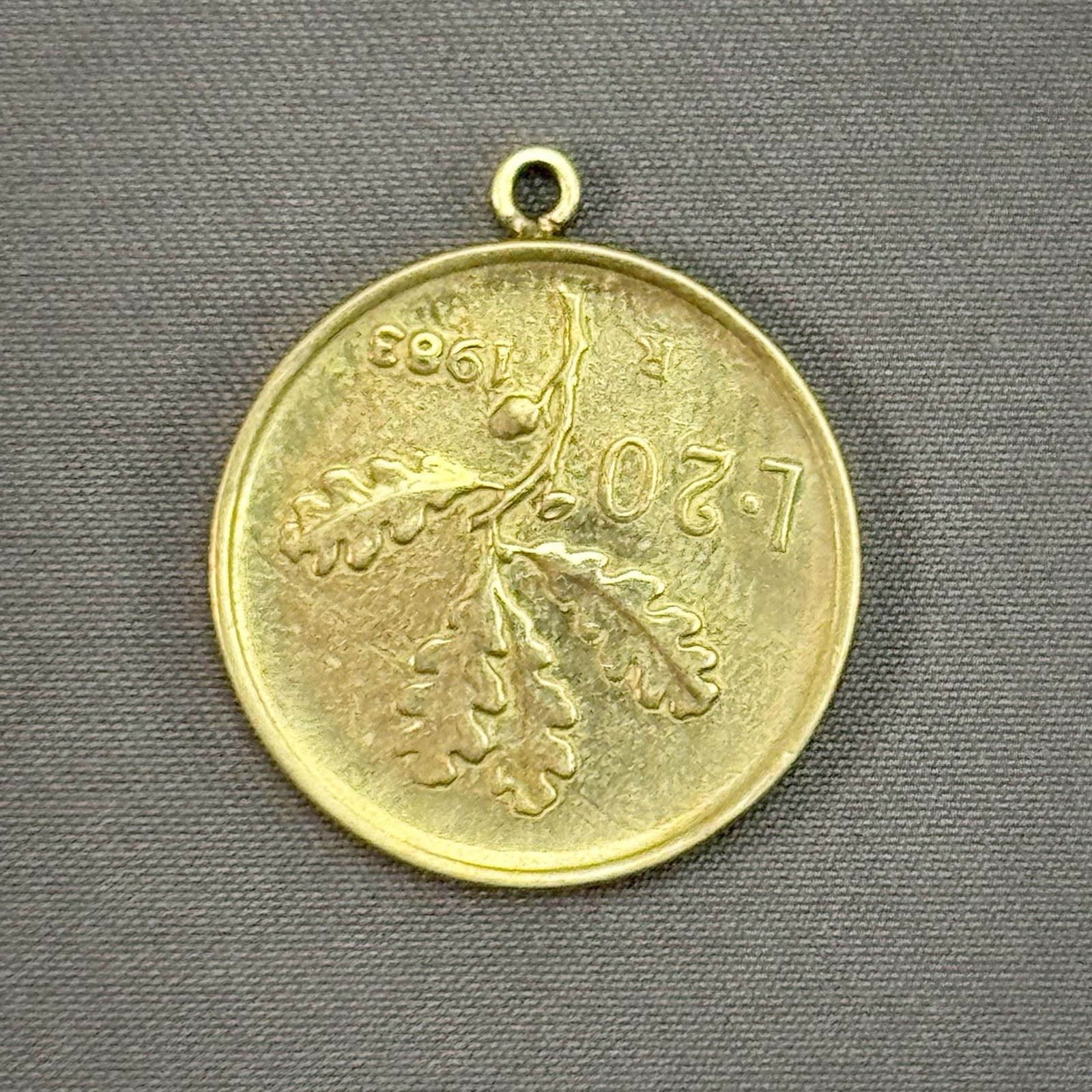 ITALY 20 Lire Coin Charm Pendant 1983