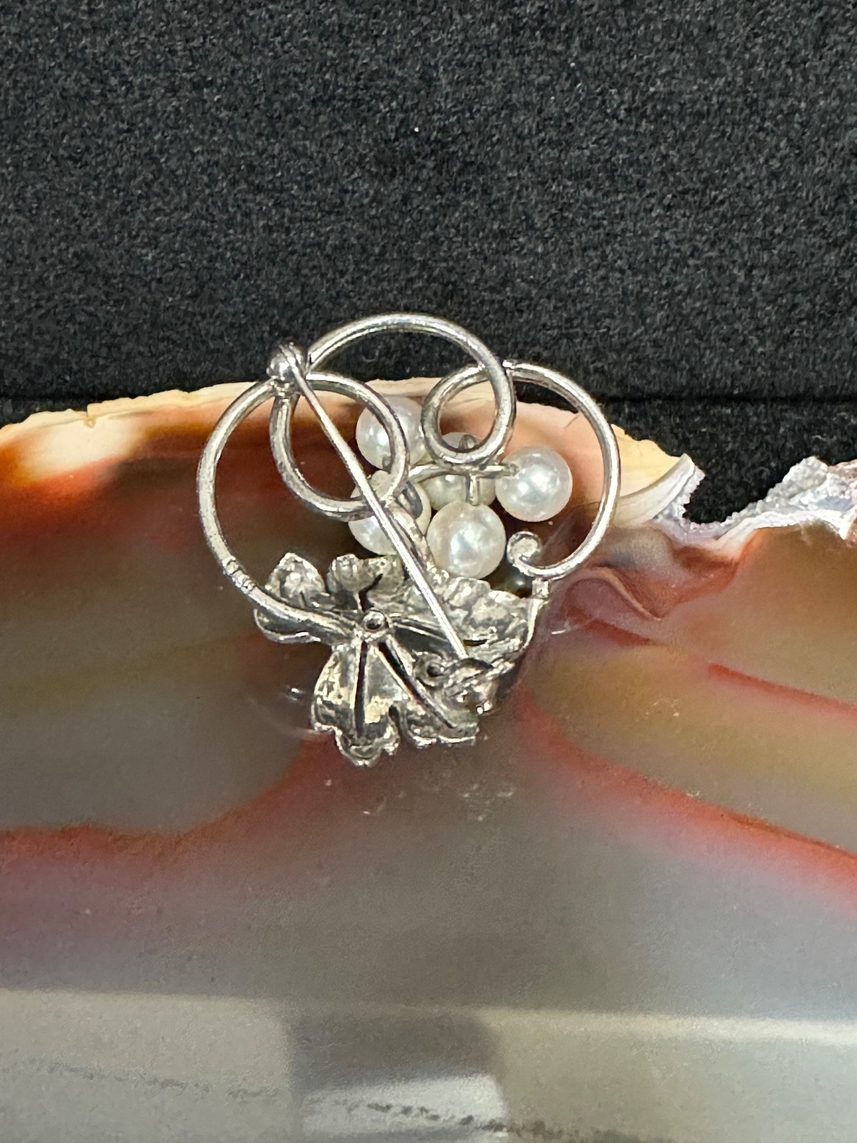 Mikimoto Sterling Pearl, Grape Leaf Pin