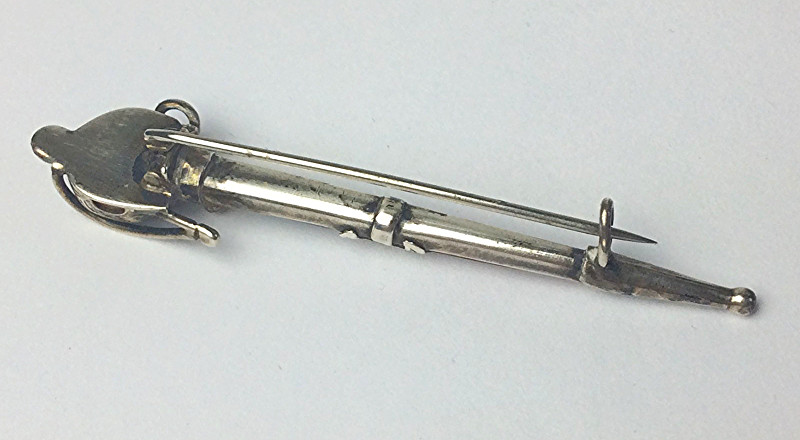 Antique Victorian Scottish agate , bloodstone & Sterling Silver sword brooch