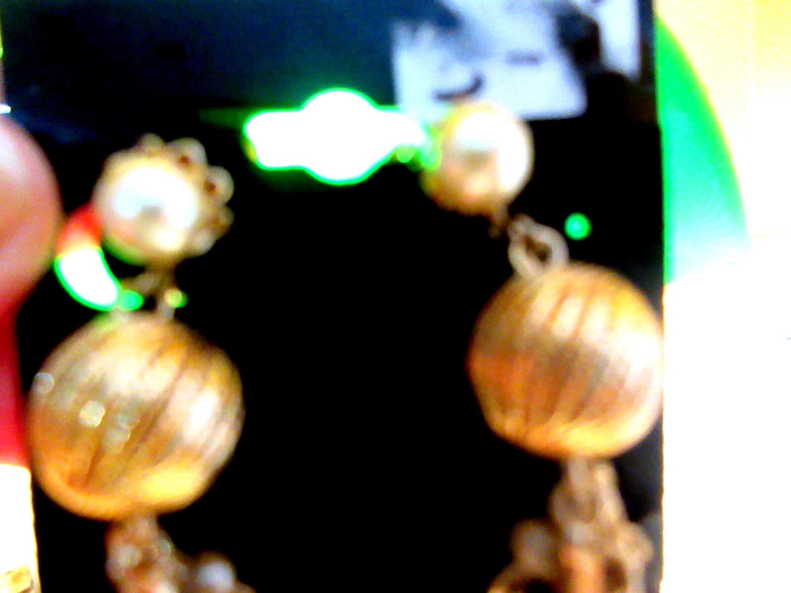 Vintage Vendome Beaded Cluster Dangle Clip On Earrings Gold Tone