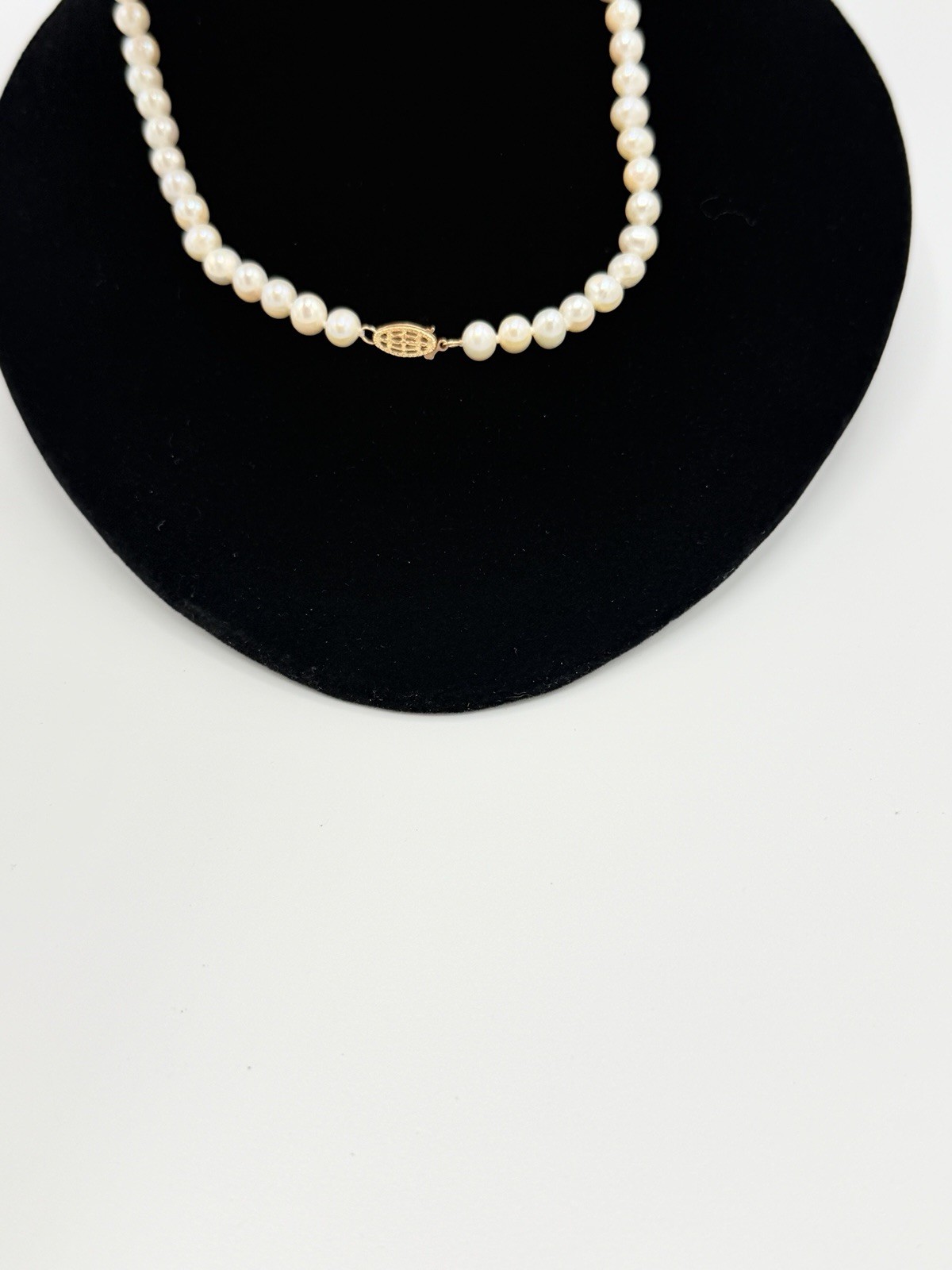 Vintage Cultured Pearl Strand Necklace White Knotted Fishhook Clasp