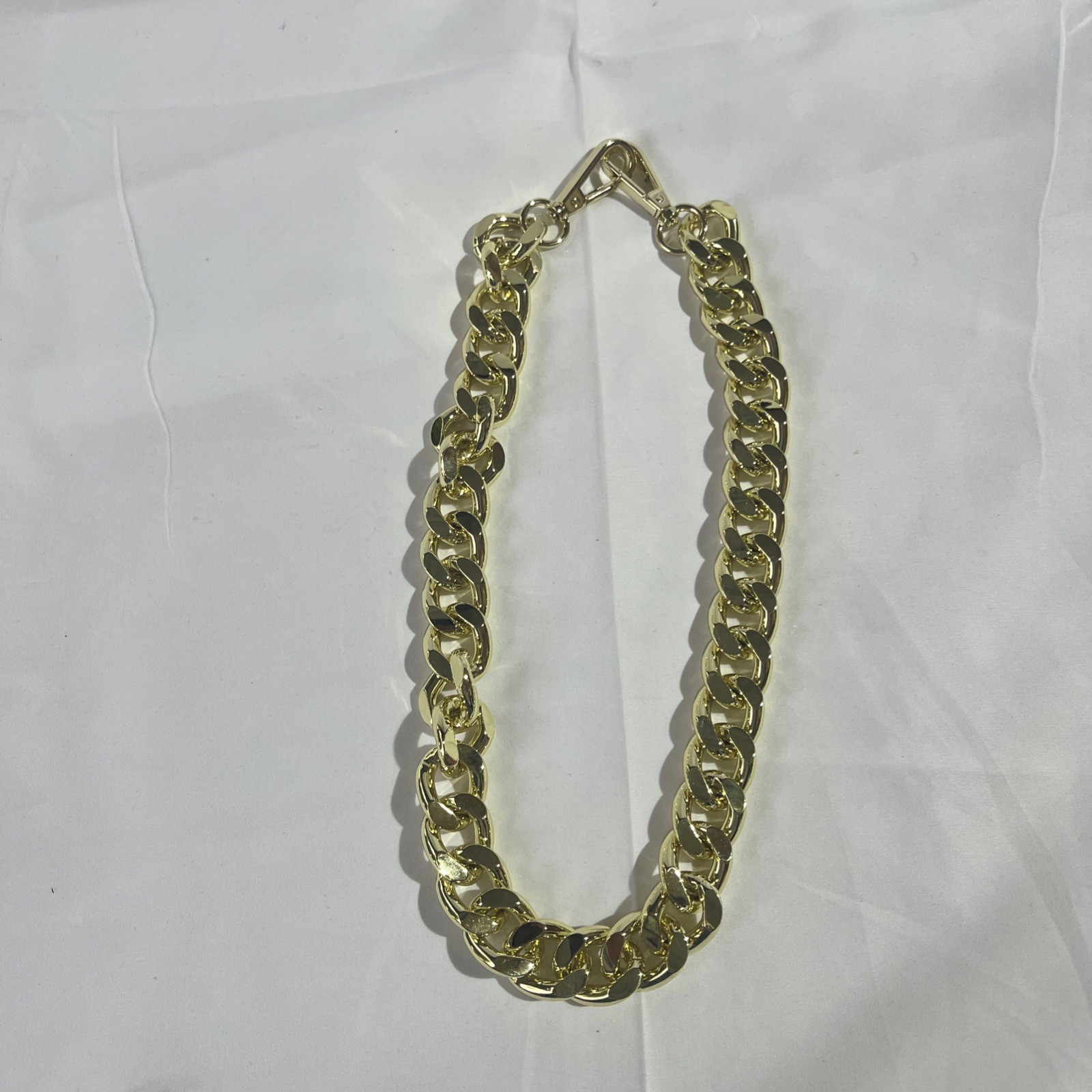 Yellow Gold Plate 20mmmm Wide Thick Curb Adjustable Link Chain Necklace