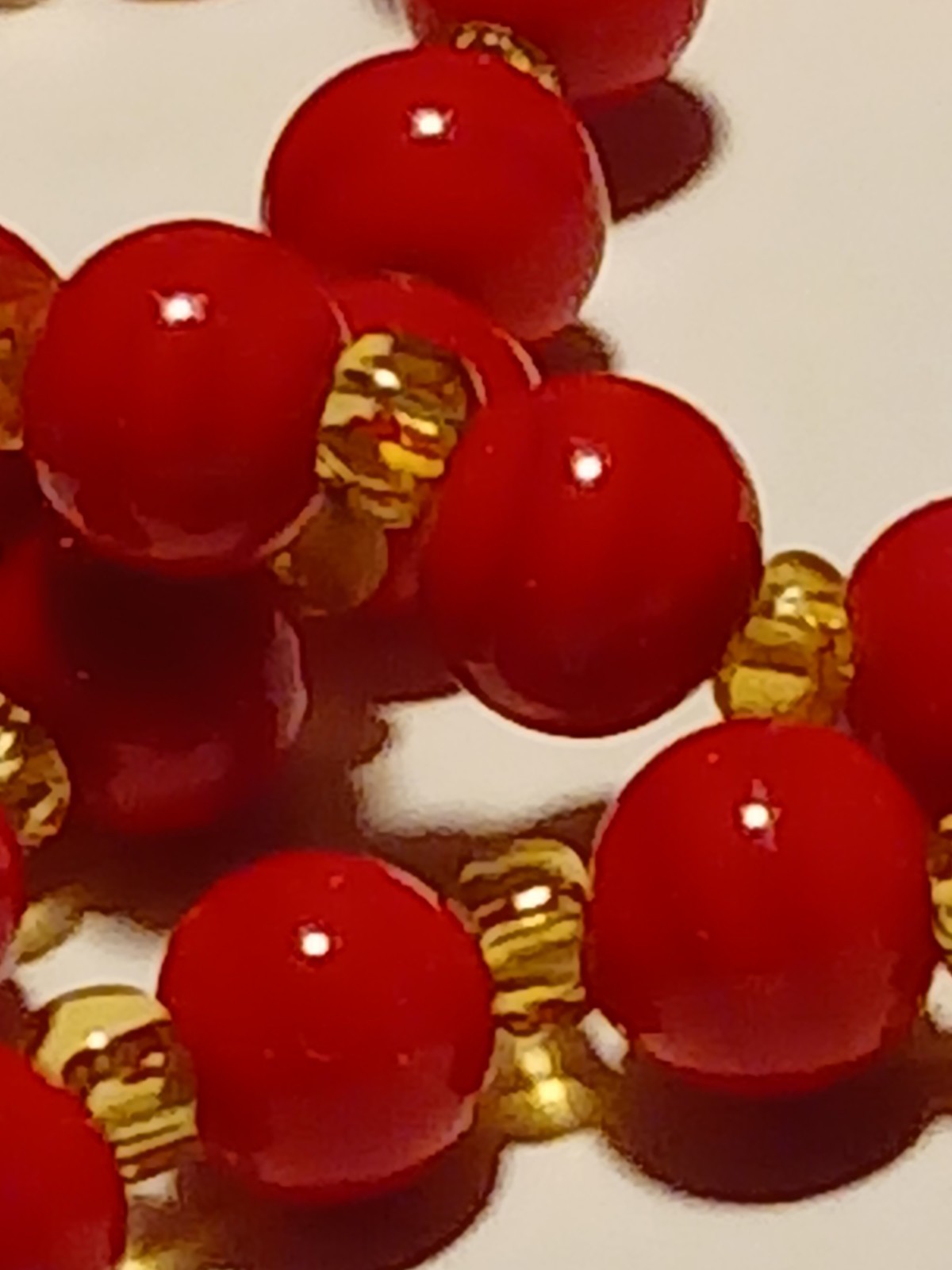 Antique real blood red coral beaded amber Seed Bead spacers necklace 6mm 60″