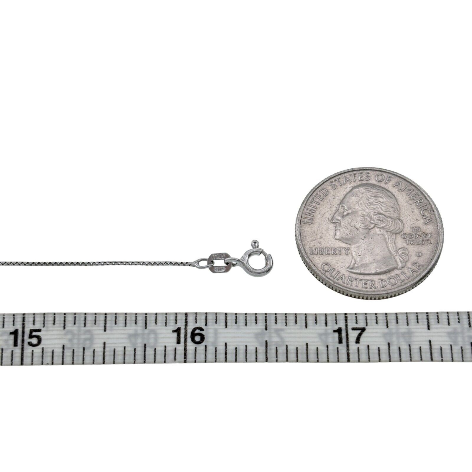 Vintage Italian Sterling Silver 925 Box Chain Necklace 16.5″