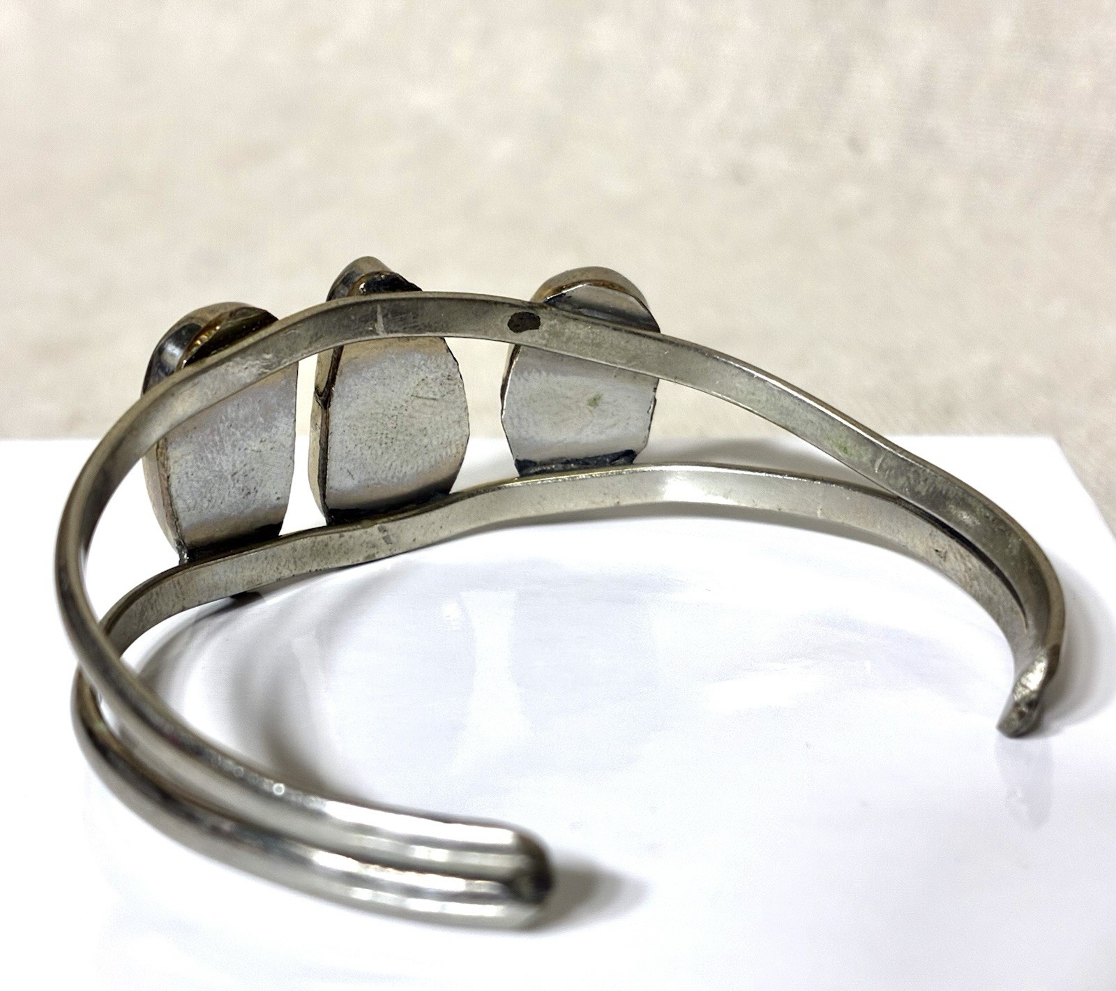 Alpaca Mexico Silver Cuff Bracelet Turquoise Adjustable