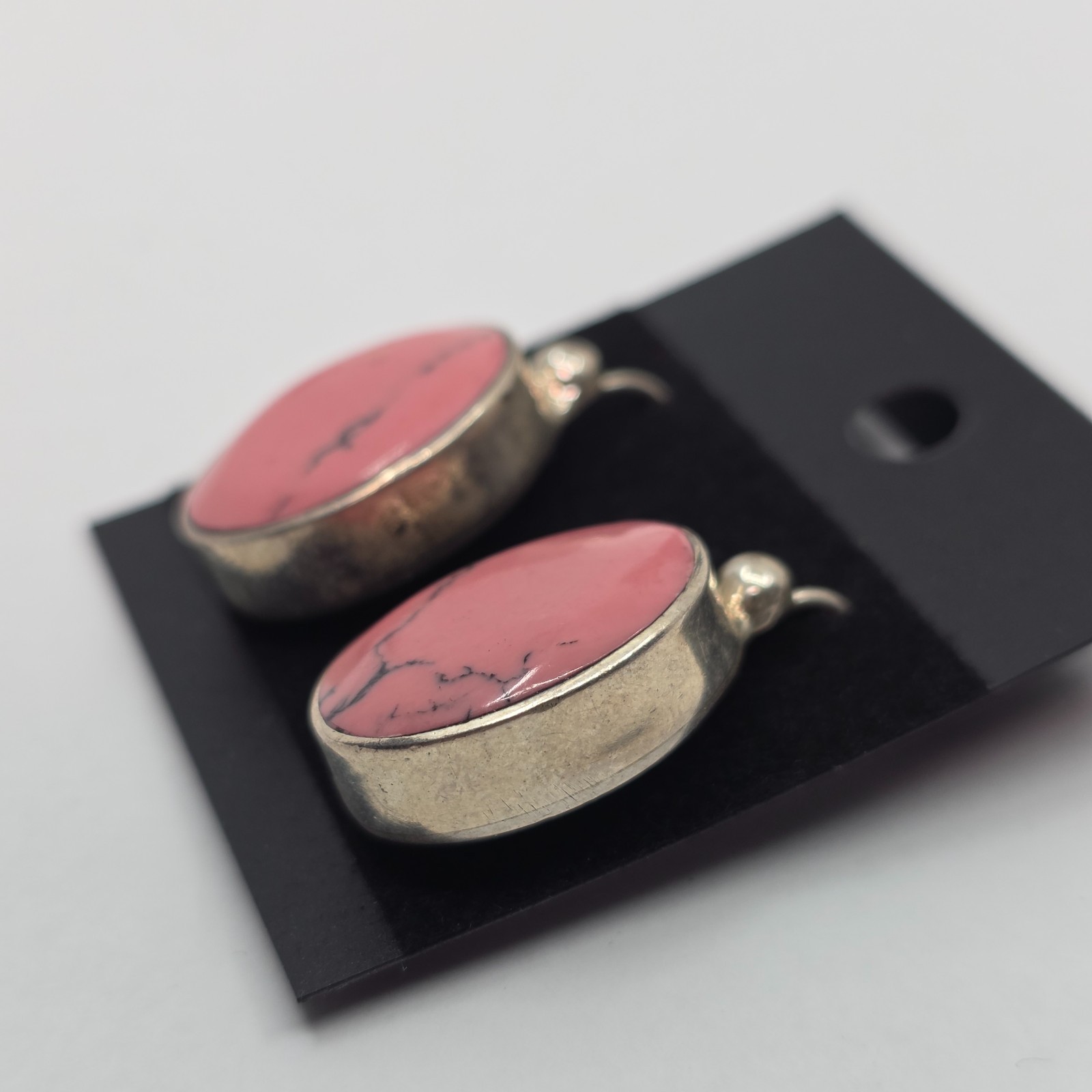 Vintage ATI Mexico 925 Sterling Silver Pink Stone Earrings
