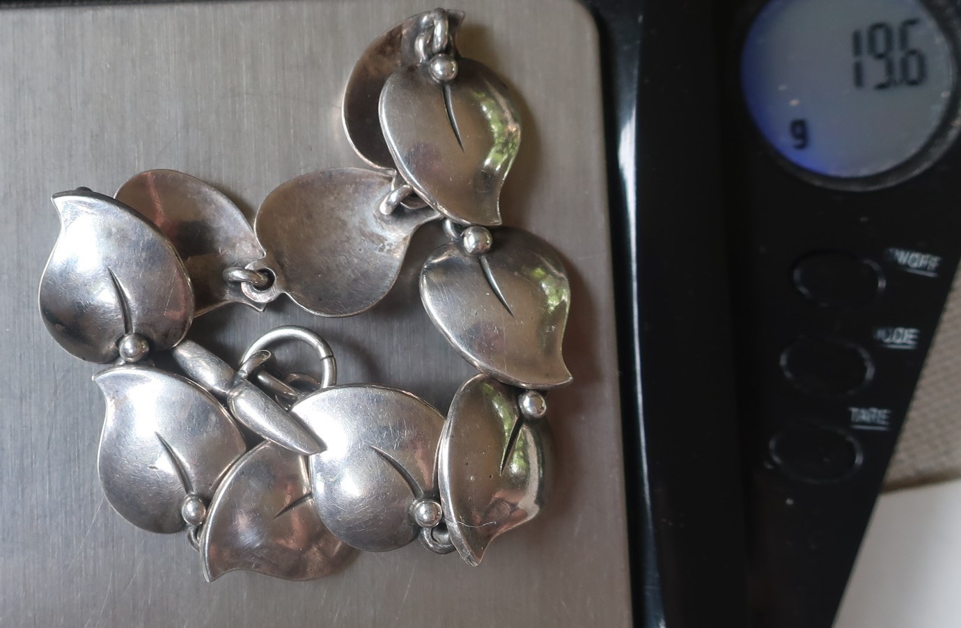 Modernist Sterling Silver Leaf Link Toggle Bracelet N.E. FROM Denmark Niels Erik