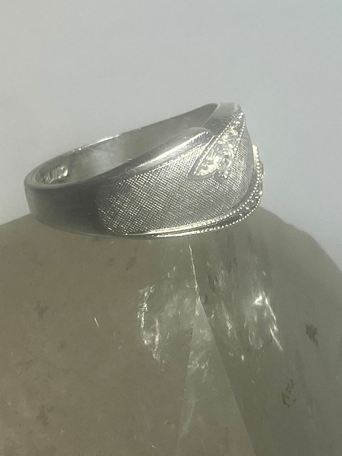 Brushed ring size 7.75 Art Deco influences band sterling silver women girls