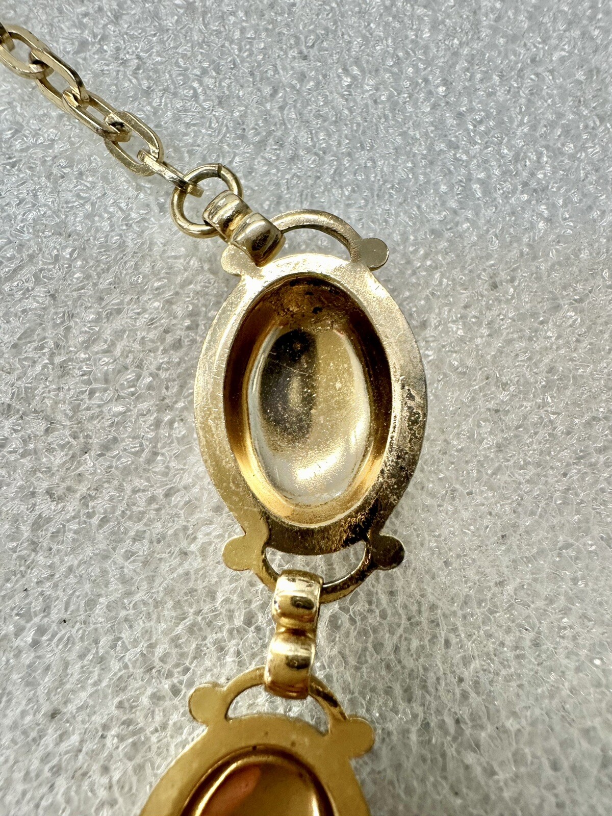 VTG Signed Marino Gold Tone Puffed Oval Framed Links Hook And Ball Clasp 17”