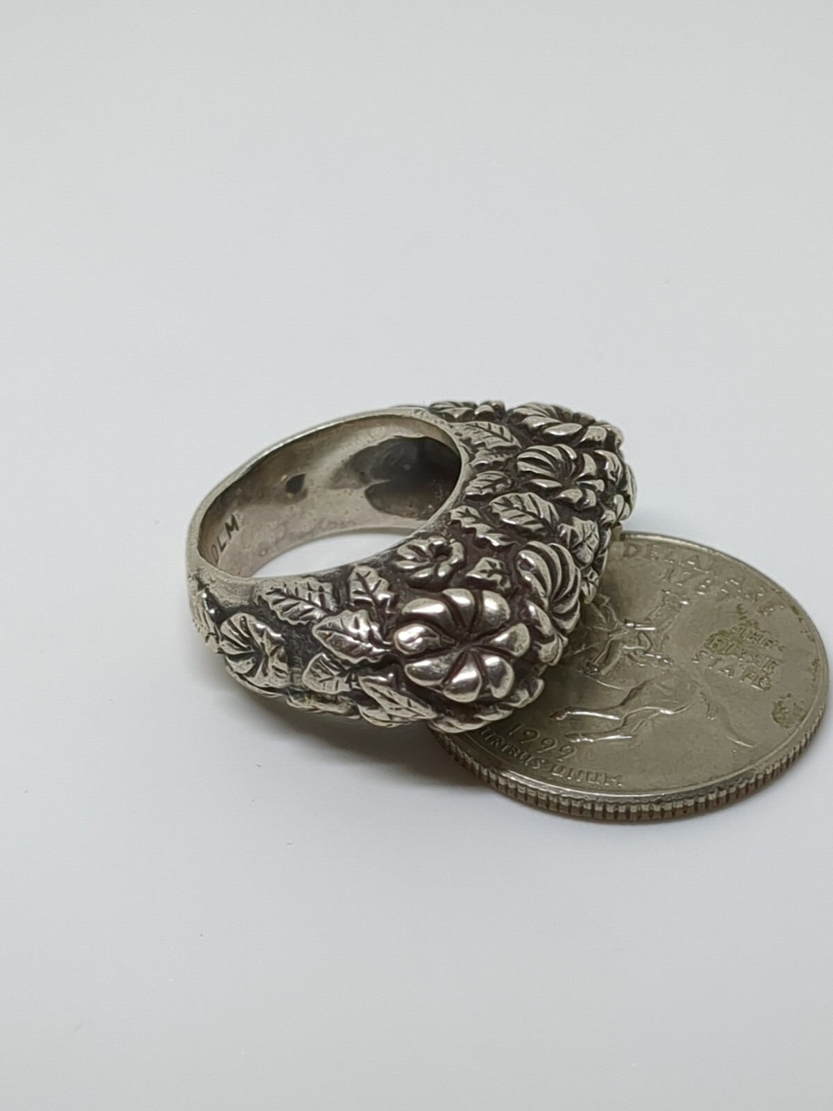 Vintage Dian Malouf DLM Sterling Silver 925 Flower Ring Size 5