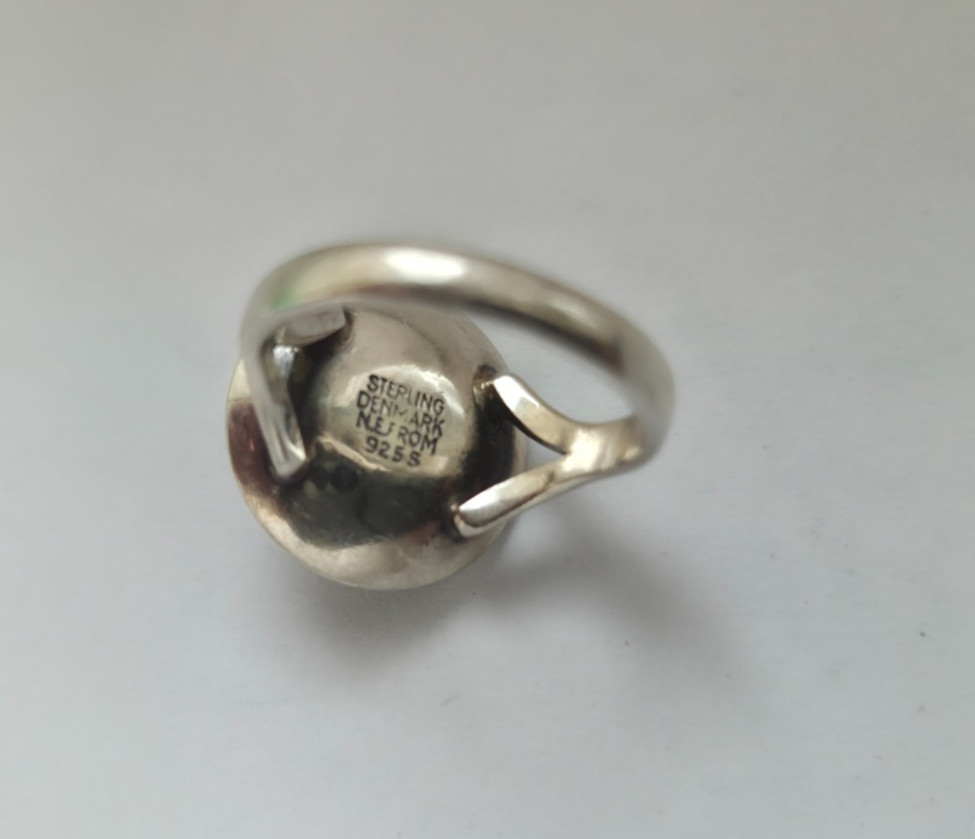 N.E. From – Denmark. Sterling Silver Ring with Amber.Size 6