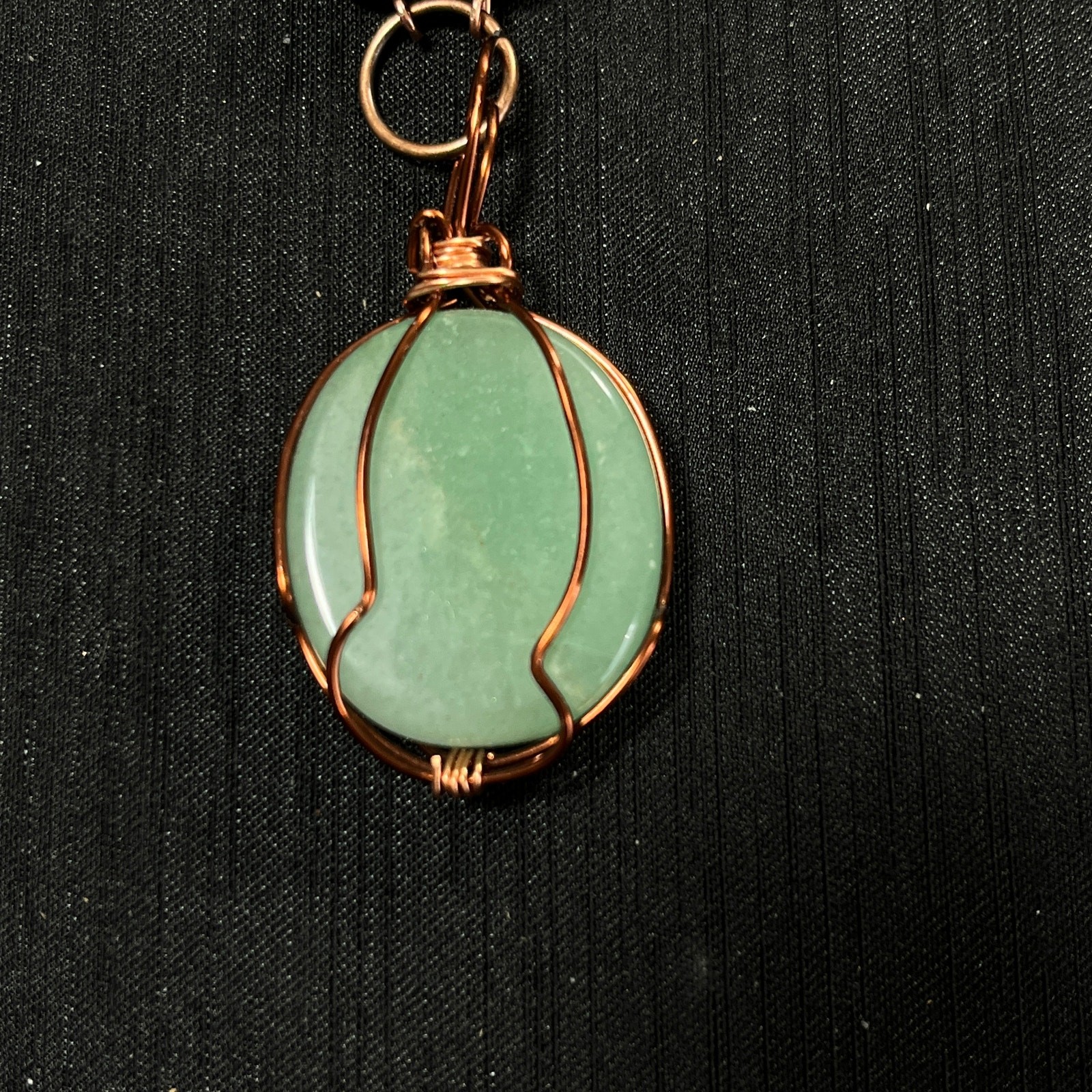 Aventurine oval 1 1/4″ cabochon necklace pendant copper wire 20″ earrings