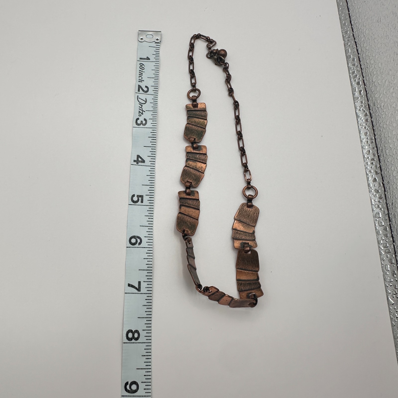 Vintage 90s Copper Tone Textured Panel Collar Necklace Boho Women’s Jewelry