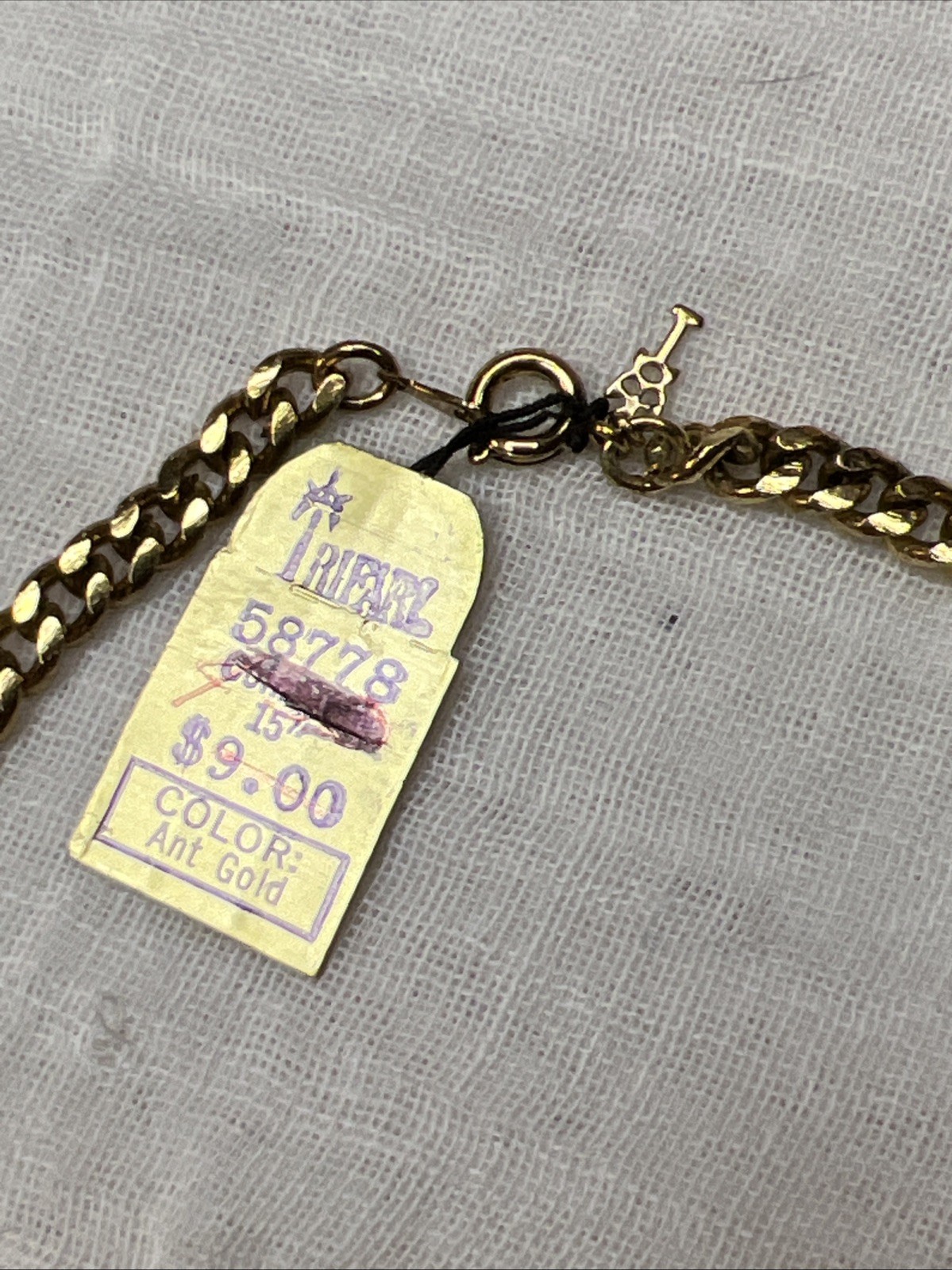 VTG NWT Crown Trifari Jewels Antique Gold Roman Coin Bib Necklace 15” 1978-85