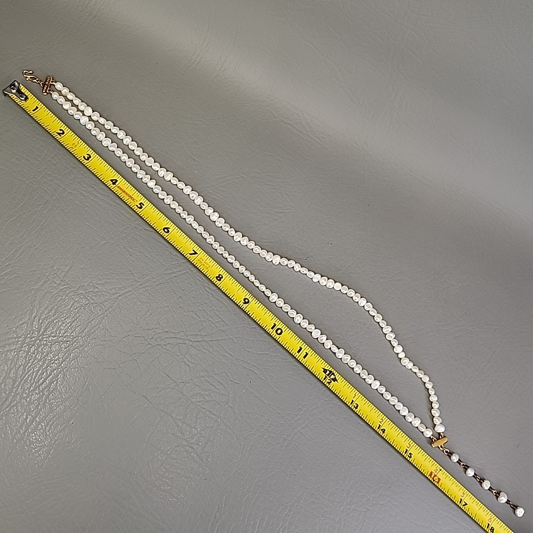 Vintage Freshwater Pearl Necklace White Double Layered Nine West 18″