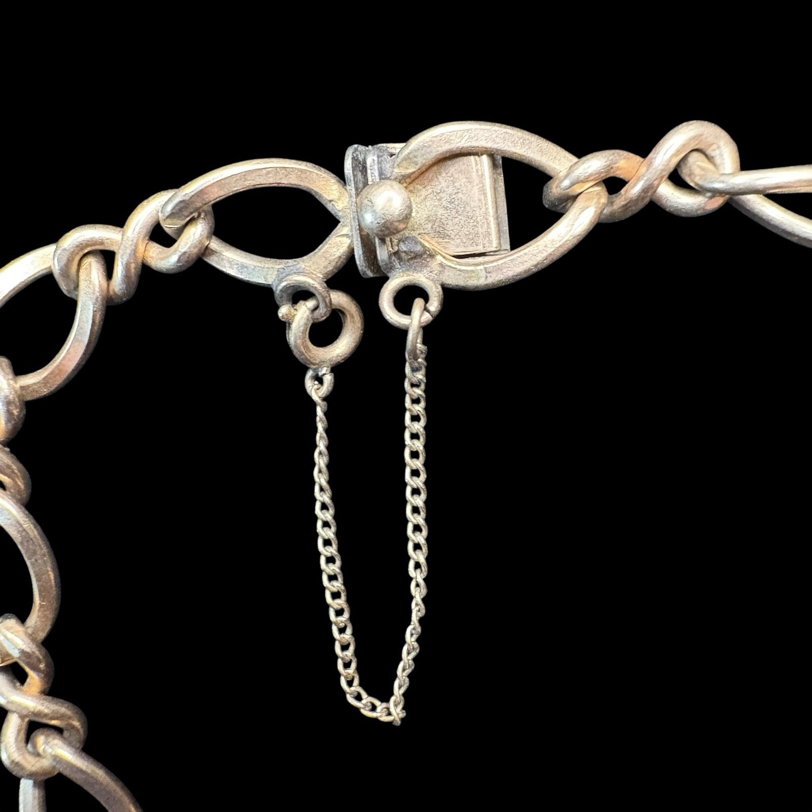 Vintage 1/20 12K GF Link Charm Bracelet Safety Chain Automade SZ 7 1/4