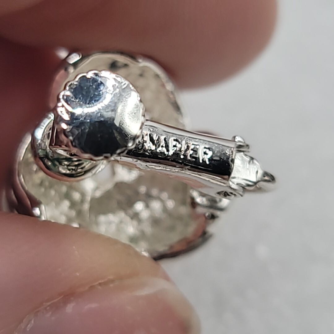 Vtg Napier Screw Back Silver Tone Love Knot Twist Clip On Earrings