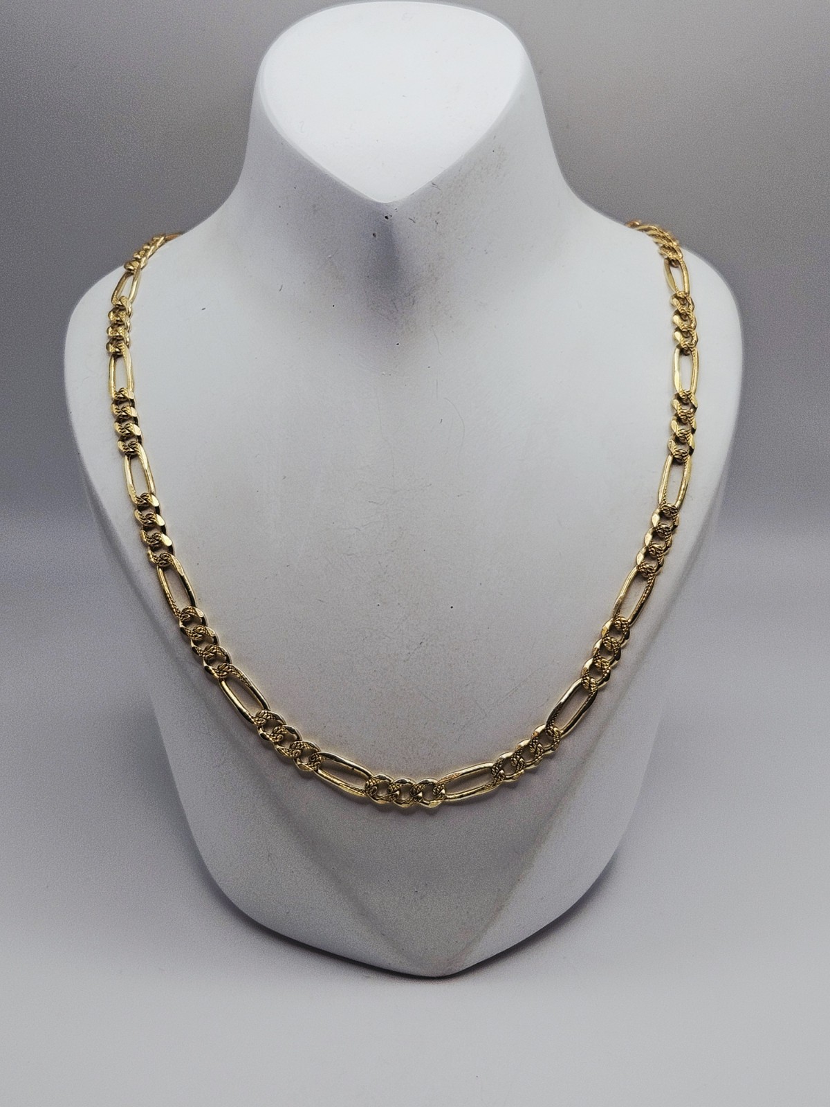 Sterling Silver Vermeil Diamond Cut 5mm Figaro Chain Necklace 24″