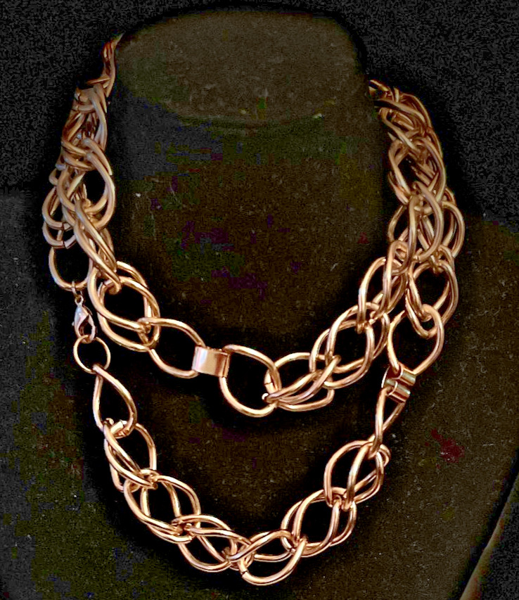 Vintage Long Gold Tone Double Link Chain Necklace very nice and unique
