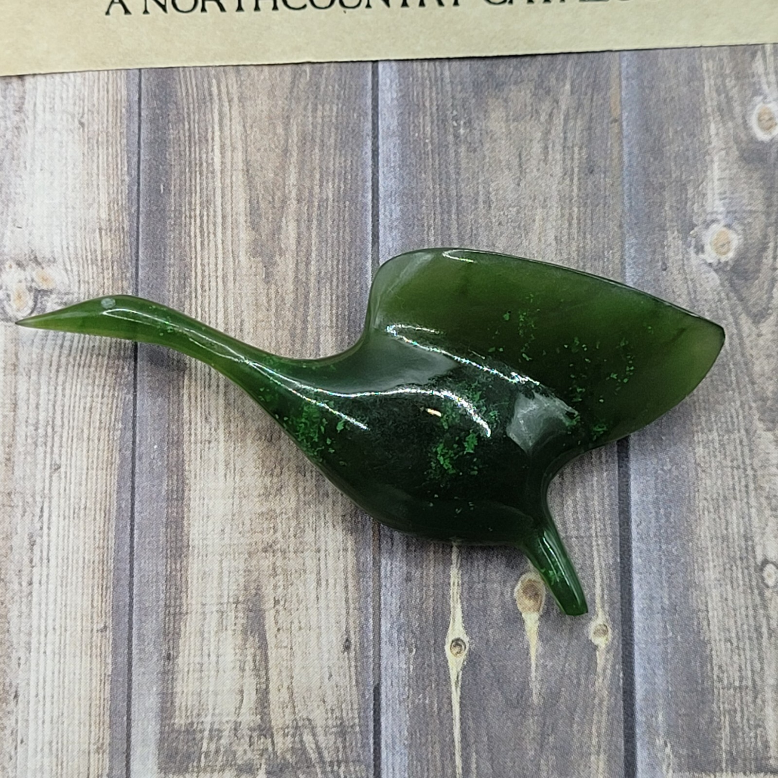 NW Snow Goose Snowgoose Dark Green Jade Brooch Pin Vintage Coldwater Creek 1980s