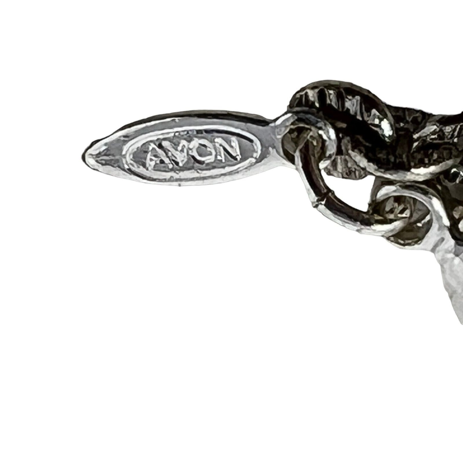 Vintage Avon Necklace Silver Tone with White Blue Clear Beads