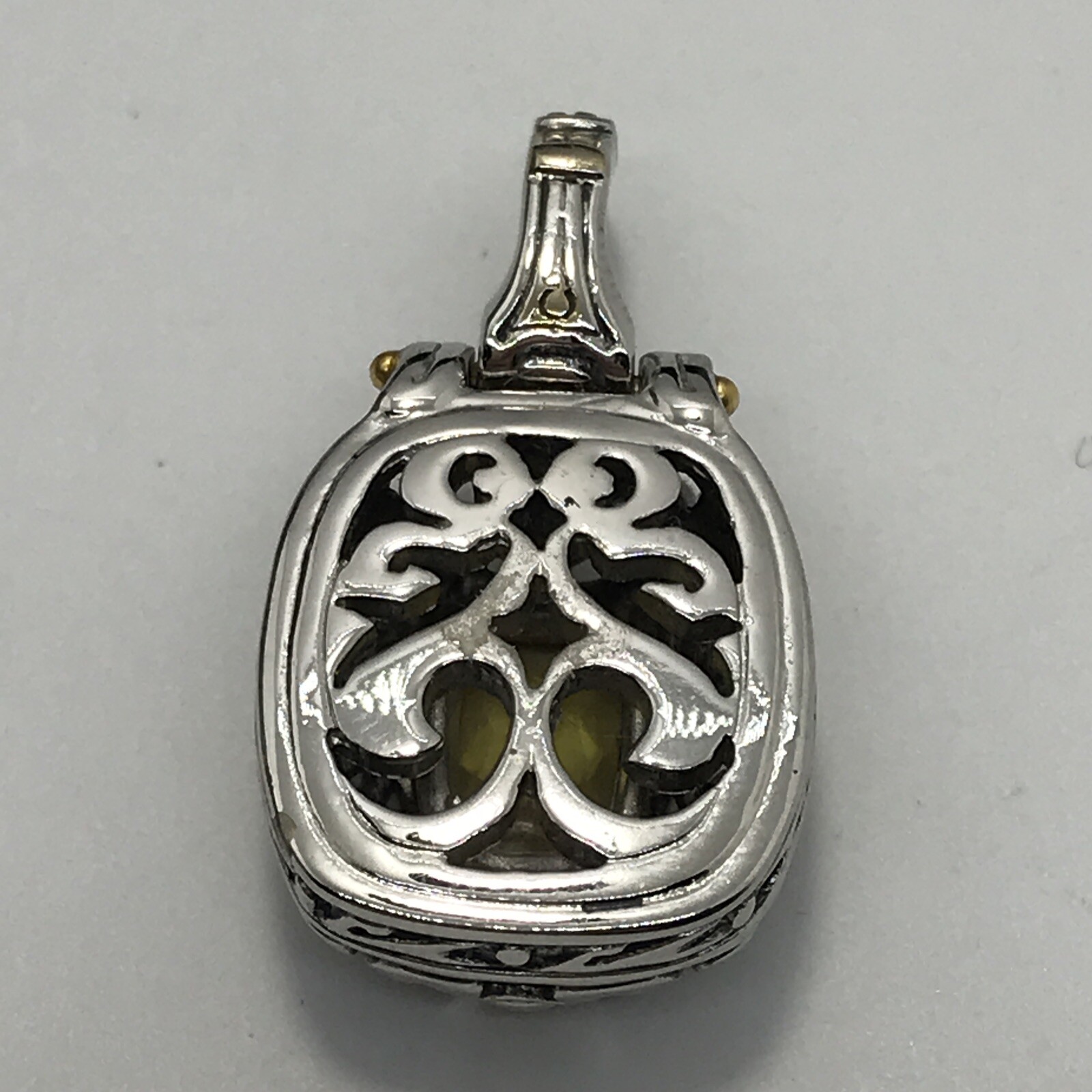 Vintage T * J Renaissance Revival 2-Tone Citrine Yellow Cubic Zirconia Pendant