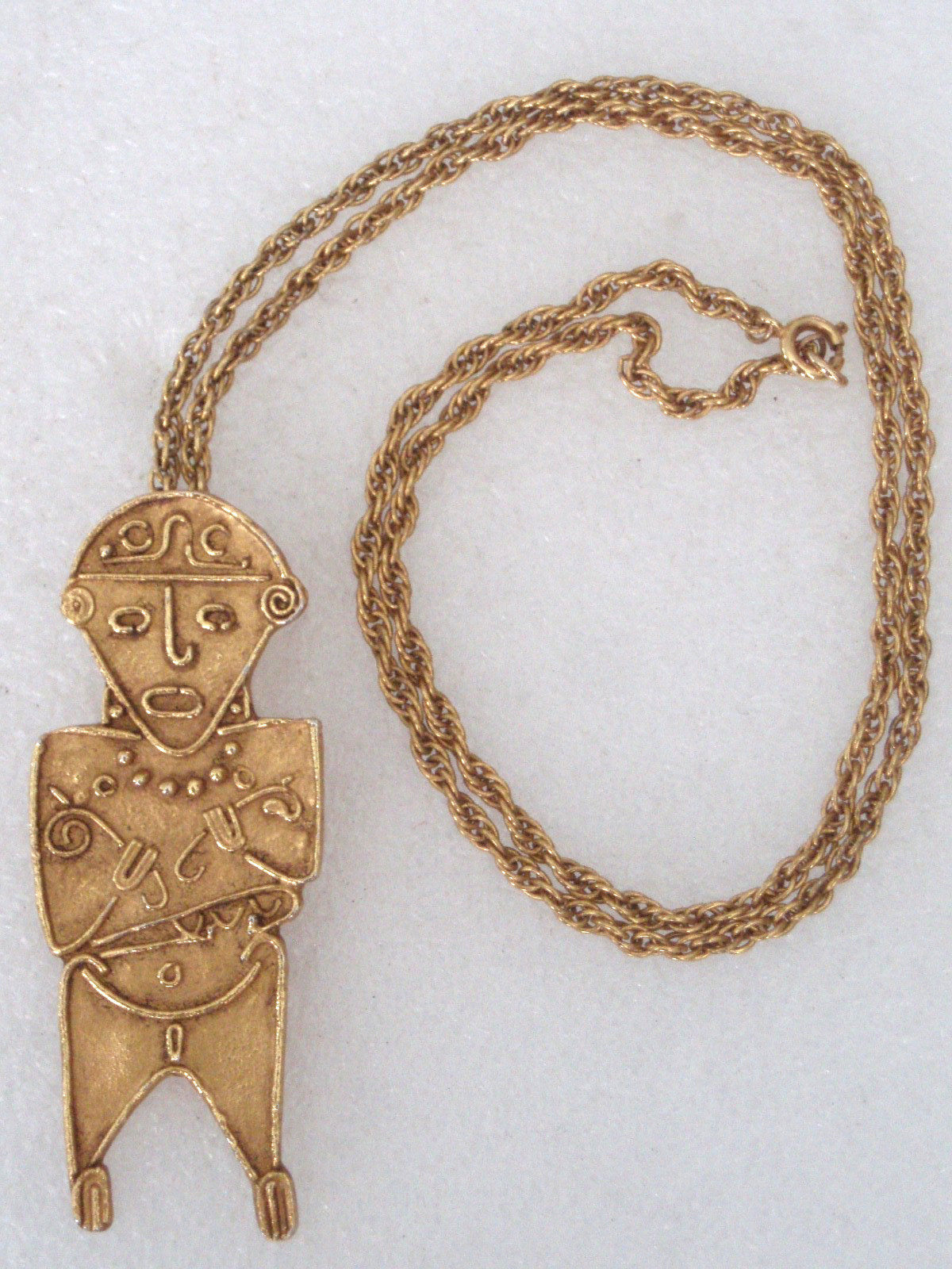 Alva Museum Pre Columbian Replica Pendant w/ 25″ Chain 3″ Excellent Condition