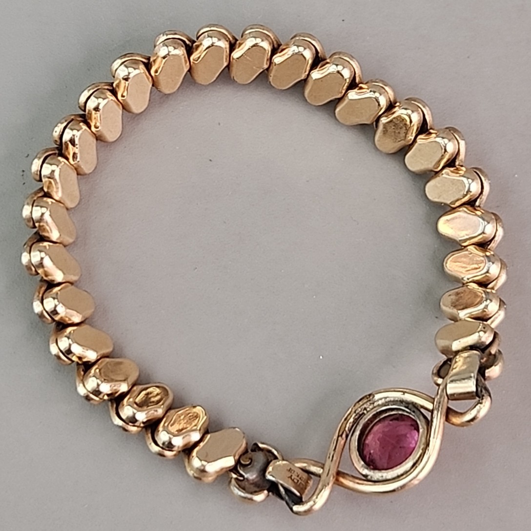 Vintage Sweetheart Expandable Bracelet 12K Gold Filled Pink Rhinestone