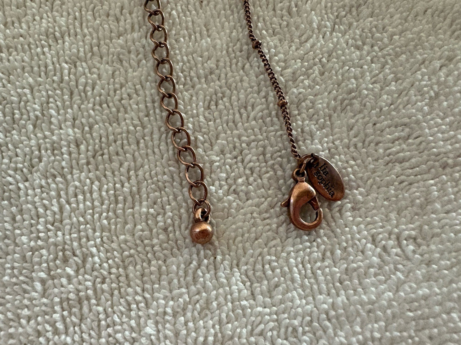 Vtg Lia Sophia Demure Coppertone Necklace & Earring Set