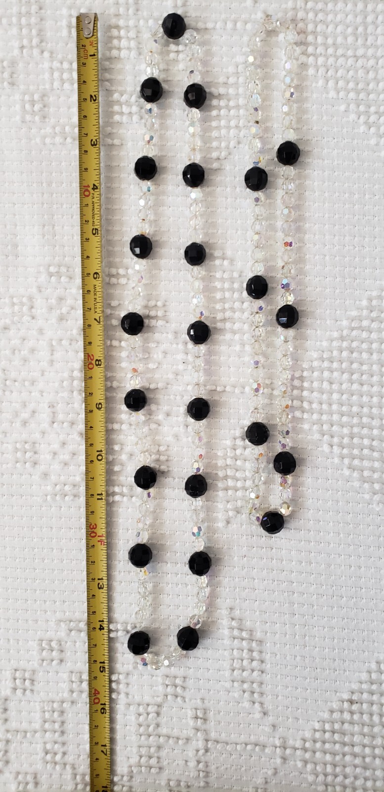 VINTAGE 1950s-1980s COSTUME JEWELRY 2 BLACK AND CLEAR FACETED CRYSTAL NECKLACES