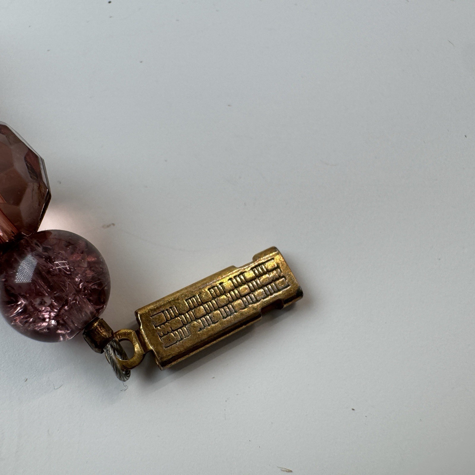 Lot Of 2 VTG Bead Necklaces – Purple Glass & Green Gold Tone Statement