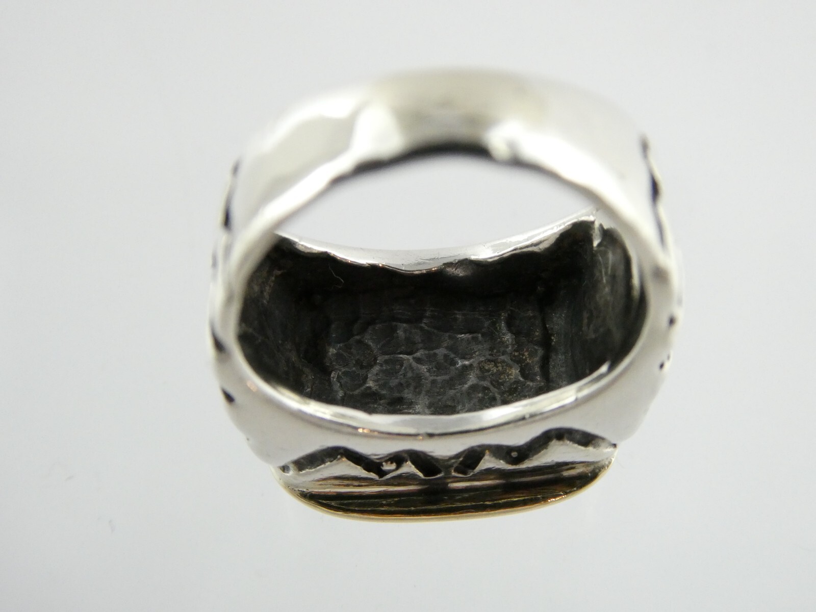 Dian Malouf Sterling Silver and 14k Yellow Gold Cream Gem Ring 925 Size 5.5 DLM