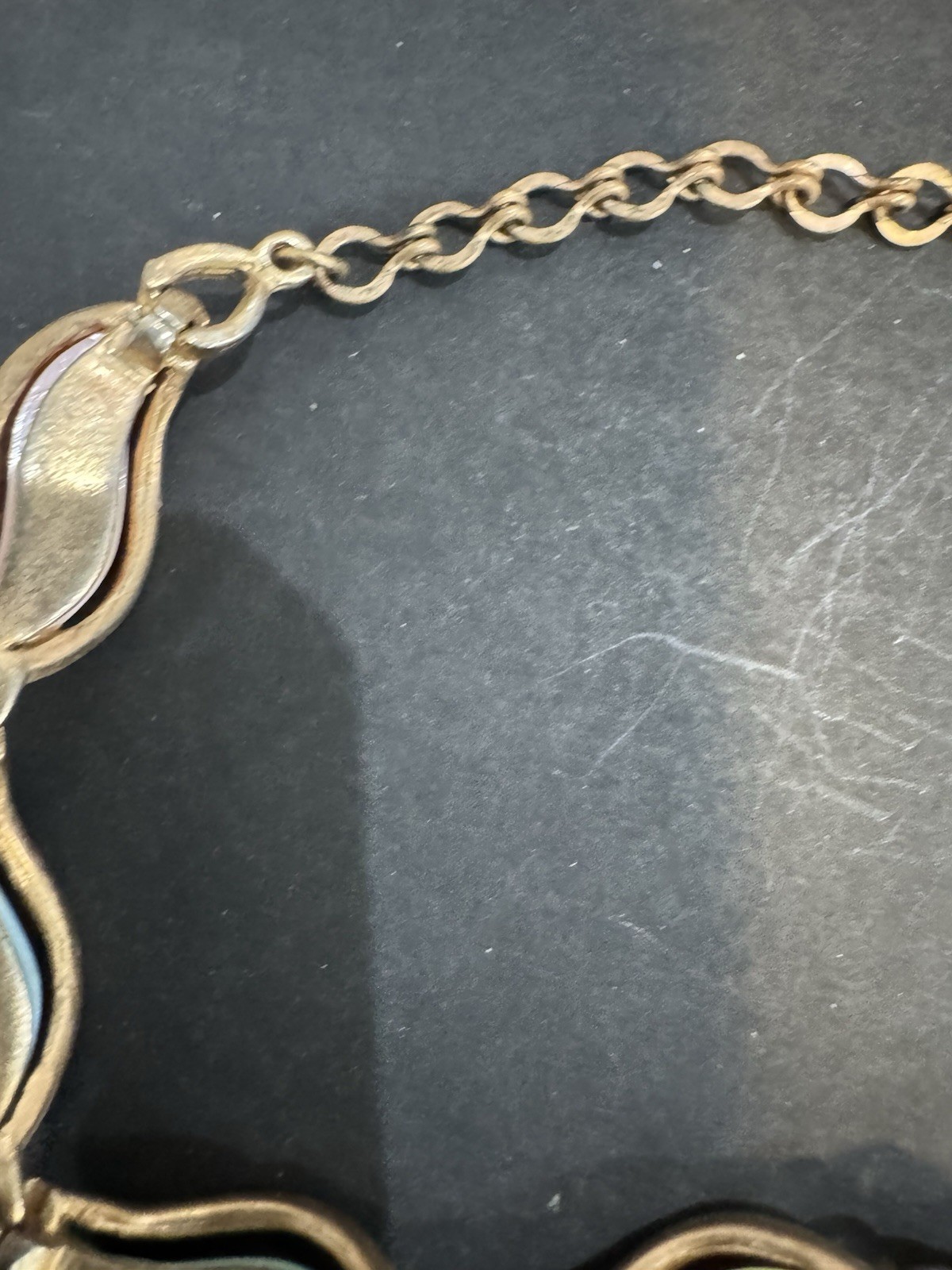 Vtg Acrylic Pastel Colors Metal Necklace