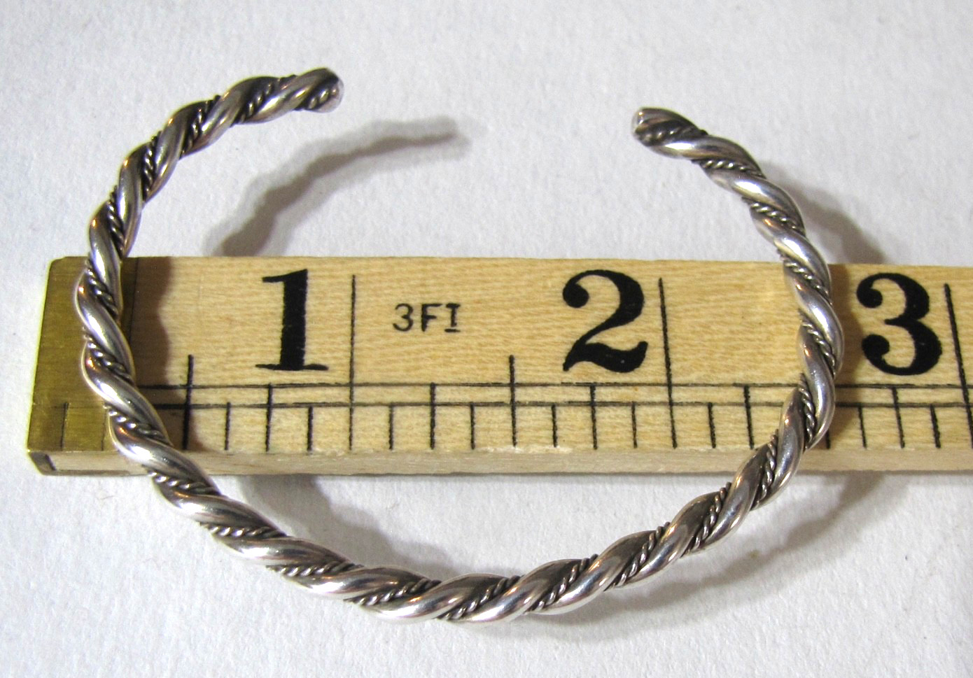 Vintage Sterling Silver Twist Rope Cuff Bracelet Minimalist Southwest Stackable