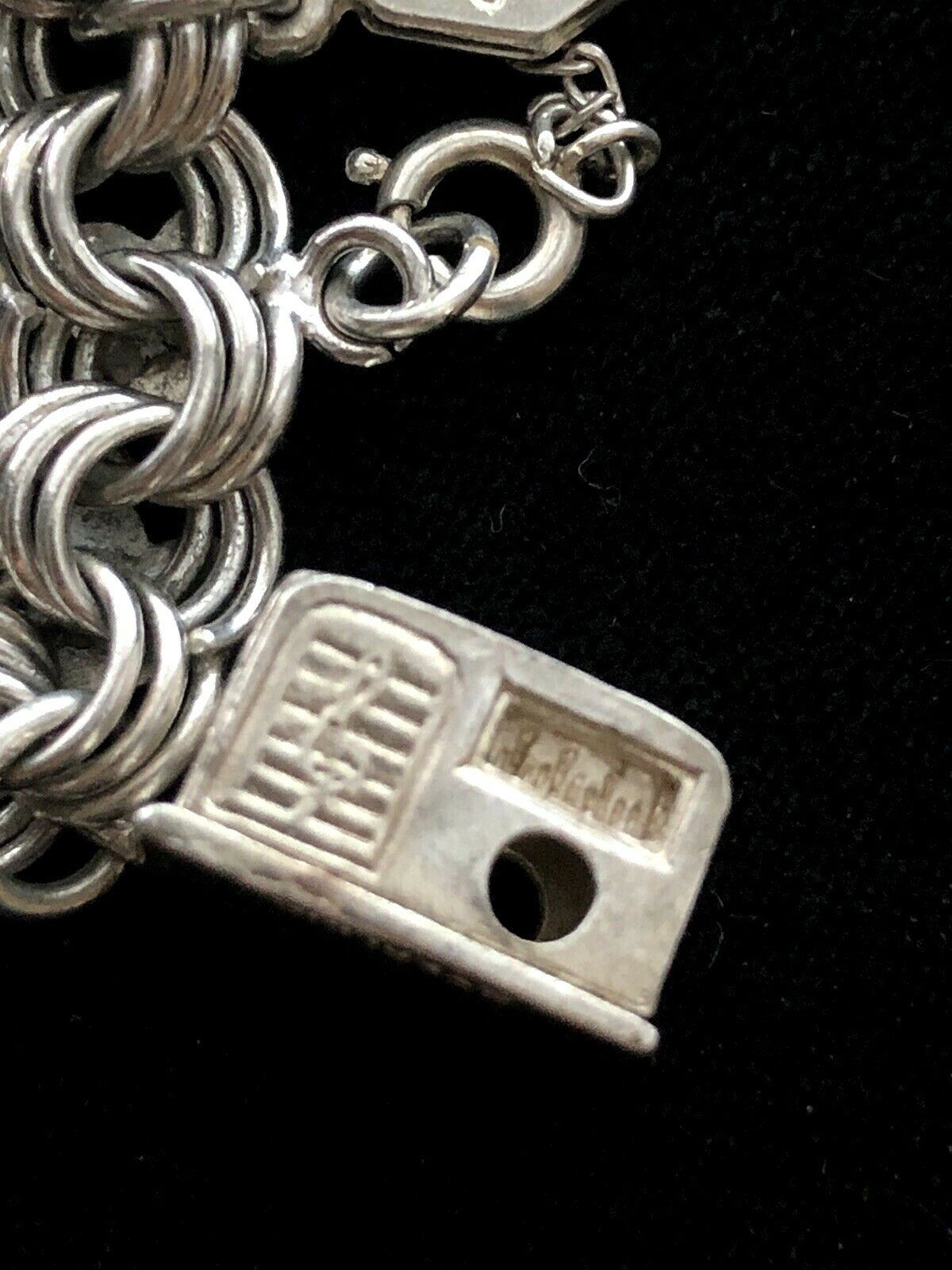 Vintage 1940s Sterling Silver Charm Bracelet Micky & Minnie Mouse