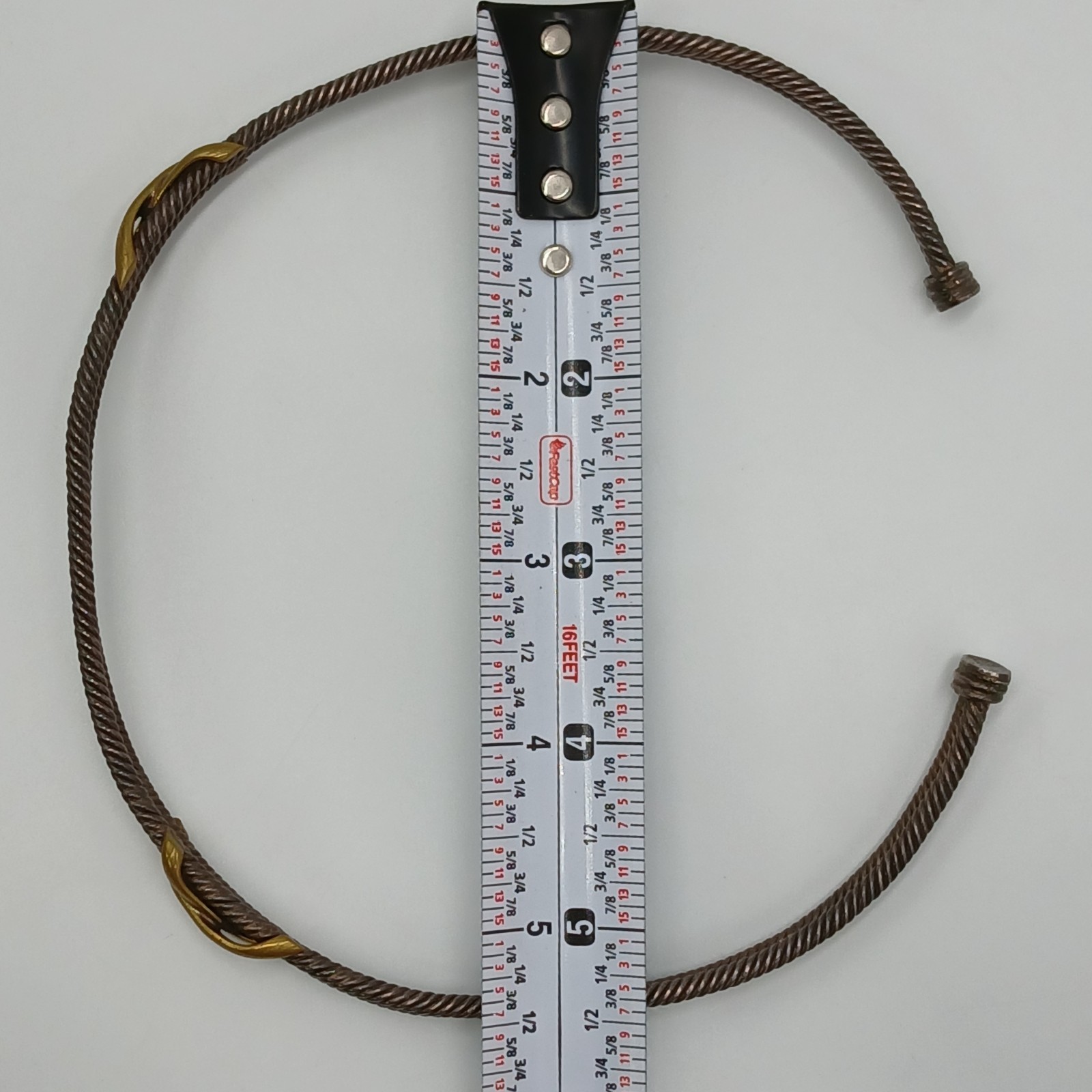 VTG 925 Taxco Mexico Heavy Cable Choker Necklace 61g Two Tone Accent End Caps
