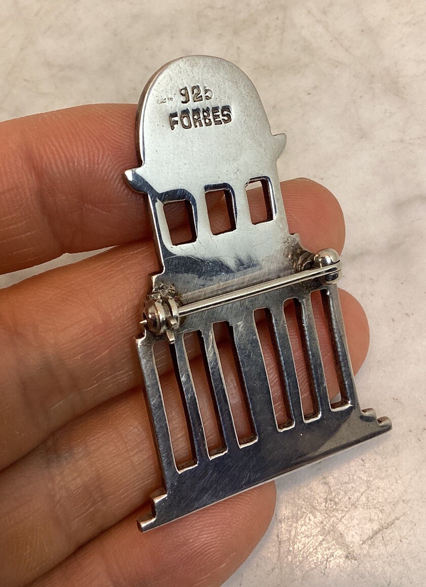 Vintage FORBES Sterling Silver US State Capital Building Pin Brooch Modernist